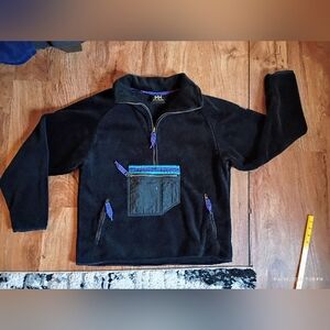 Vintage Helly Hansen Black Quarter Zip Fleece Pullover Made in USA